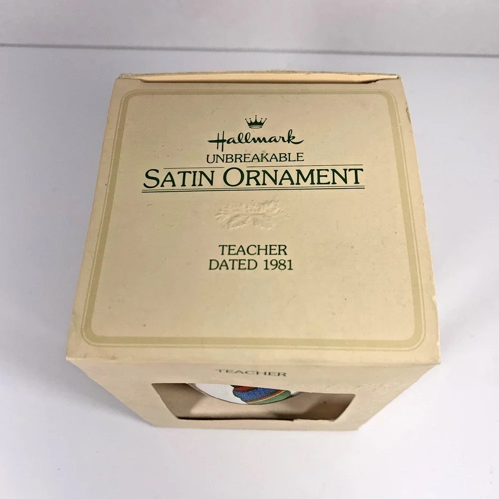 Hallmark 1981 Vintage Special Teacher Ornament‎ Satin Ball